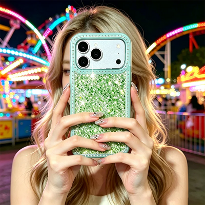 Luxury Dense Colorful Glitter Rhinestone Trim Phone Case, High Shine Glam Sparkling Crystal Decor Protective Cover Compatible with iPhone 11 12 13 14 15 16 17 Series