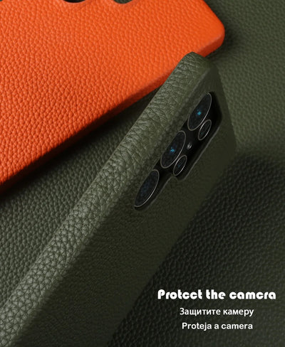 For Magsafe Case Samsung Galaxy S26 Ultra S25FE S23Plus S23Ultra S24 Premium Genuine Leather Cover Magnetic Cases Full Coverage
