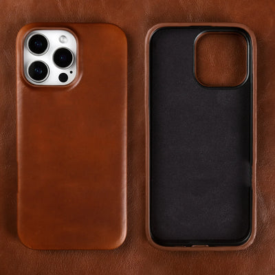 Retro for Iphone 16 Pro Max 18pro 15 14 13 Case Luxury Genuine Leather Cases for Iphone17 Vintage Back Cover Phone Cases Fundas
