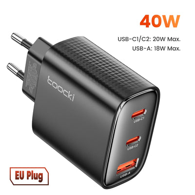Toocki GaN USB C Charger 33W/67W Digital Display PD QC Fast Charging 40W Type C Phone Charger for iPhone 17 16 15 Samsung Xiaomi