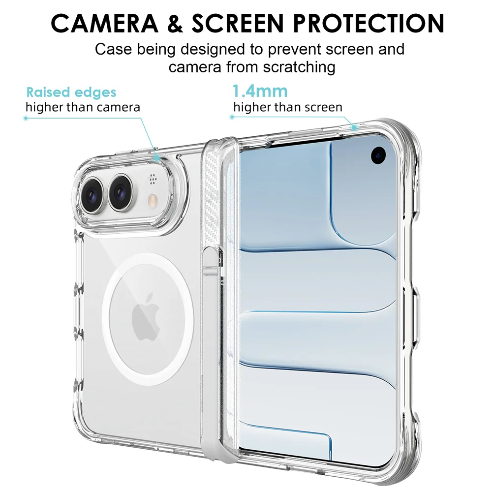 Luxury Clear Shockproof Hinge Bracket Phone Case For iPhone 18 Duo For iPhone 18 Fold Ultra Magnetic Folding Hard Protect Cover