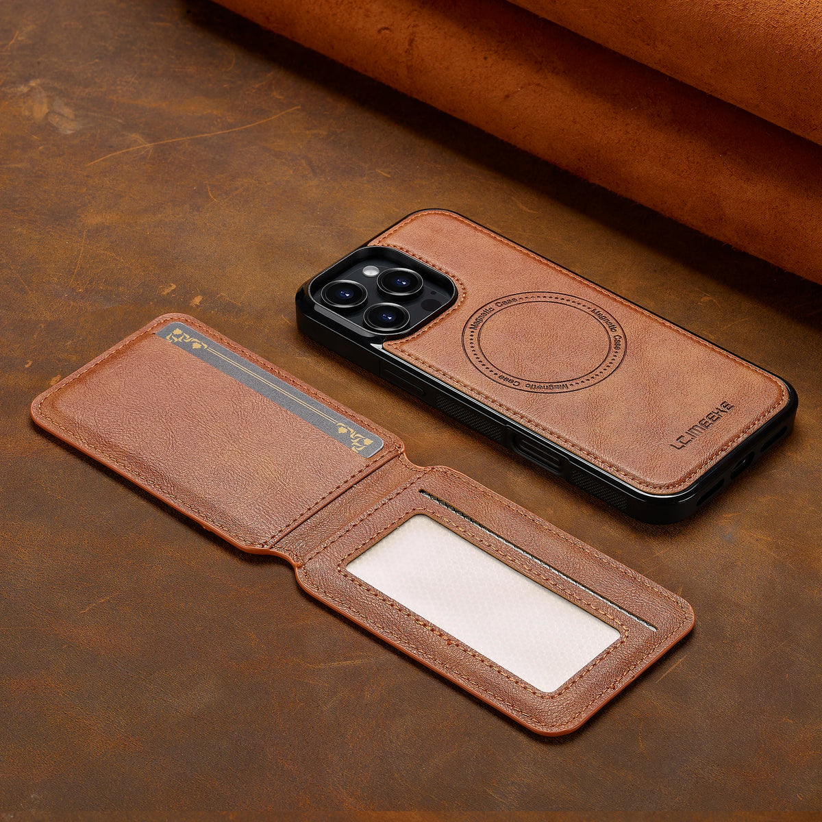2 In 1 Detachable Leather Case For iPhone 18 16 17 16E 15 14 13 12 11 Pro XS Max 17E Air XR 8 Plus SE Card Pocket Magnetic Cover