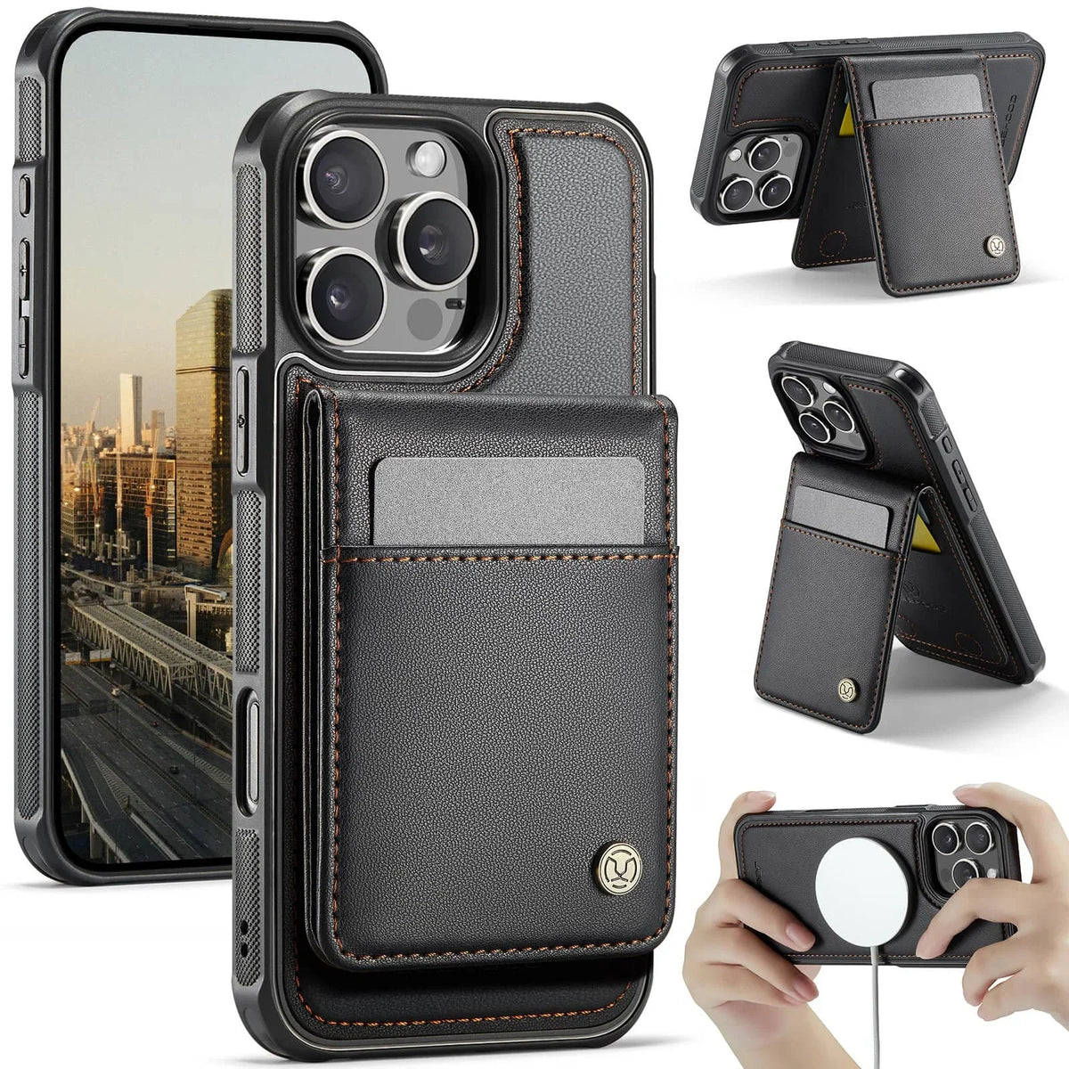 Magnetic 2 in 1 Detachable for iPhone 16/15/14 Pro Max 16 Plus Wallet Case with Card Holder,Magnetic Flip Kickstand Credit Slots
