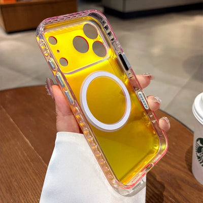 Luxury Laser Aurora Gradient For Magsafe Phone Case For iPhone 18 17 16 15 Pro Max Magnetic Wireless Charging Hard Bumper Cover