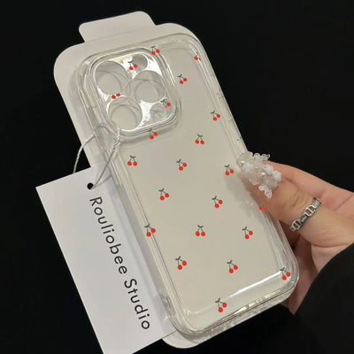 Art Flower Clear Phone Case For iPhone 17 16 15 11 12 14 13 Pro Max Mini X XS XR 7 Plus 17E Shockproof Transparent Cover Fundas