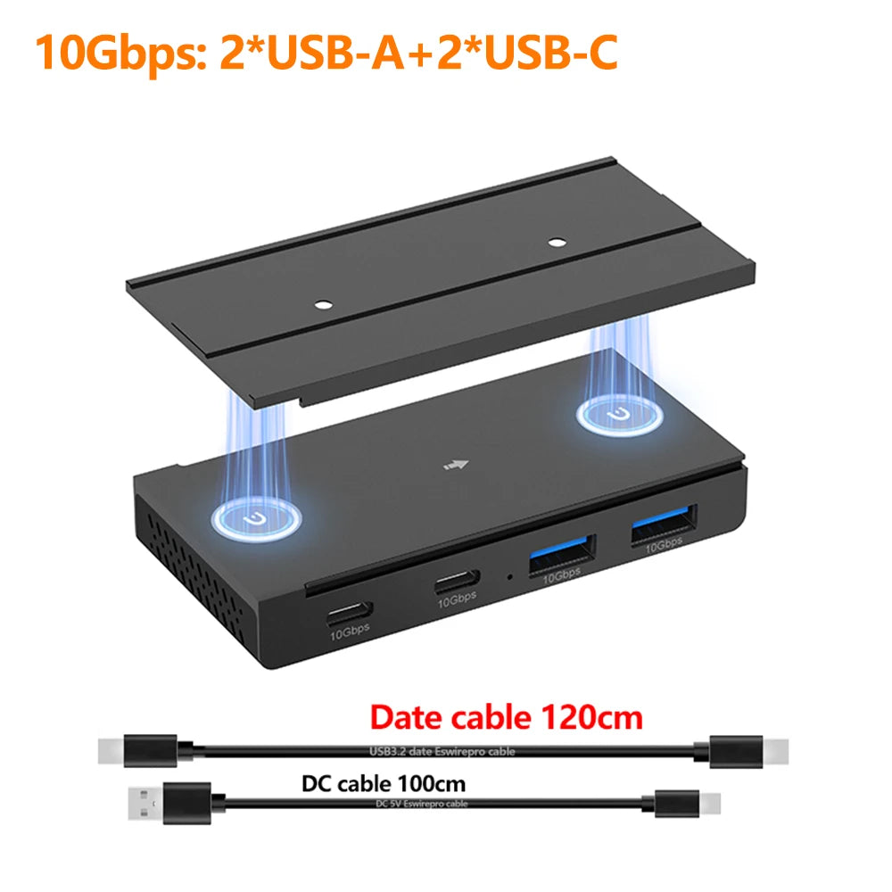 10Gbps USB HUB Desk Magnetic USB3.2 Splitter Adapter High Speed Data Transfer For MacBook Pro iMac Pro PC Laptops Accessories