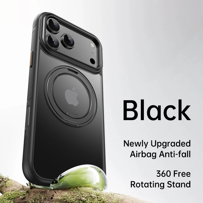 360° Mechanical Torque-Sound Rotating Stand Holder Magnetic Magsafe Phone Case For iPhone 16 15 14 13 17 18 Pro Max Plus Air 17E
