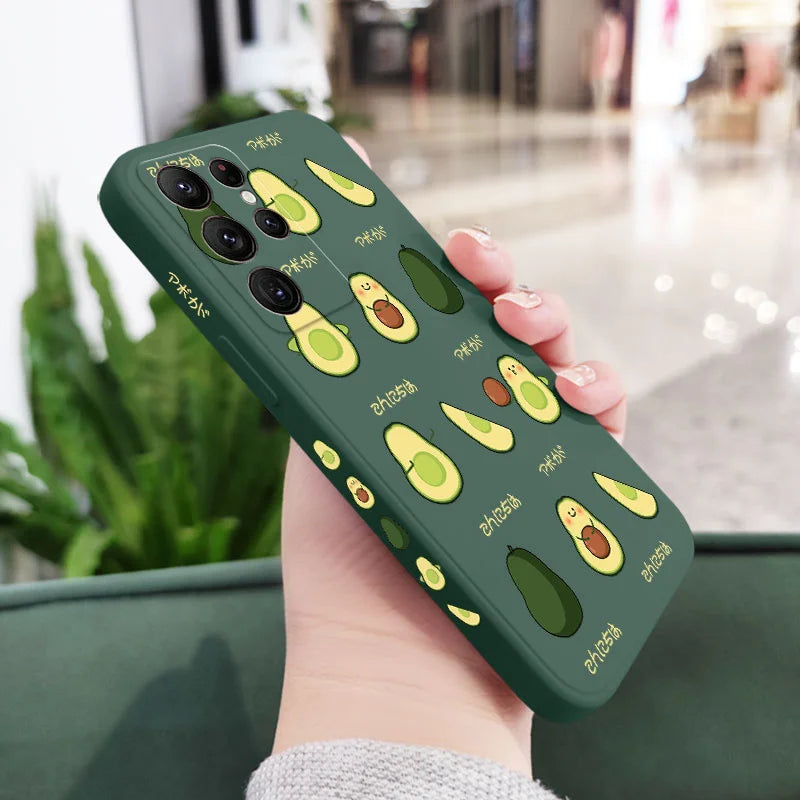 Avocado Family Phone Case For Samsung Galaxy S25 FE S24 S23 S22 S21 S20 Ultra Plus FE S10 S9 S10E Note 20 Ultra 10 9 Plus Cover