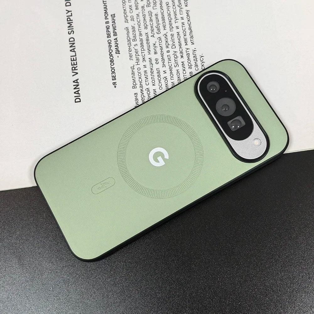 Solid Color Soft Leather for Magsafe Case for Google Pixel 10A 10 9 8 Pro XL 9A 8A Magnetic Wireless Charging Lens Protect Cover