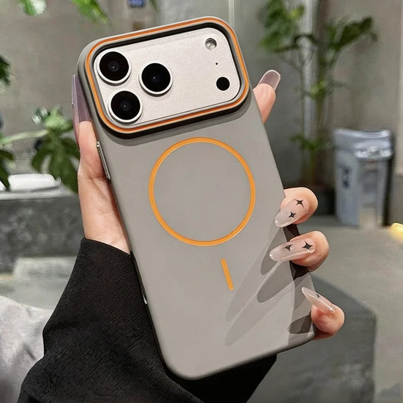 Luxury Simple Magnetic Matte Soft Phone Case For iPhone 18 17 16 15 14 13 Pro Max For MagSafe Wireless Charging Shockproof Cover