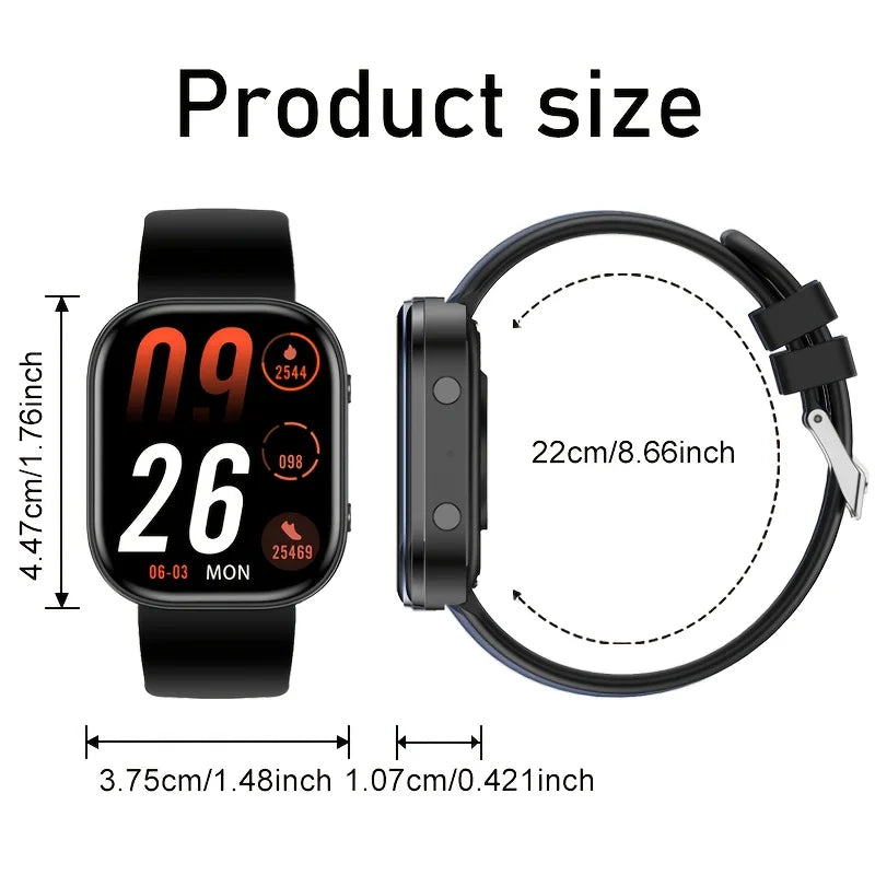 Smart Watch With Wireless Calling, 1.88 TFT Display, Multiple Sports Modes, Call and Message Notifications, AI Voice Control, Sleep & Music Monitoring, Remote Camera, Alarm Clock, Calculator, USB Rechargeable Lithium Polymer