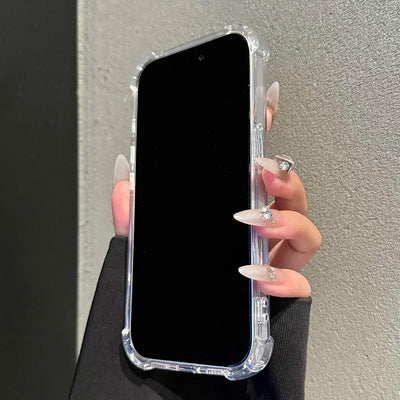 Luxury Hybrid Case For iPhone 17 16 15 14 13 12 11 Pro Max Plus Shockproof Clear Cover with Hard PC Back and Soft Silicone Edge