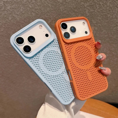 Honeycomb Cooling Heat Dissipation Phone Case For iPhone 17 16 15 14 13 12 18 Pro Max  11 For Magsafe Magnetic Breathable Cover
