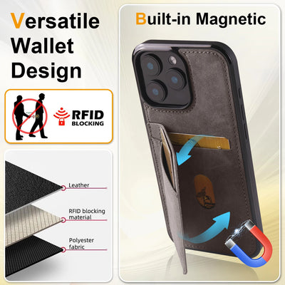 Premium Business Leather Case For iPhone 17 16 15 14 13 12 11 18 Pro Max Plus 17e16e 13Mini Magnetic Flip Wallet Card Solt Cover