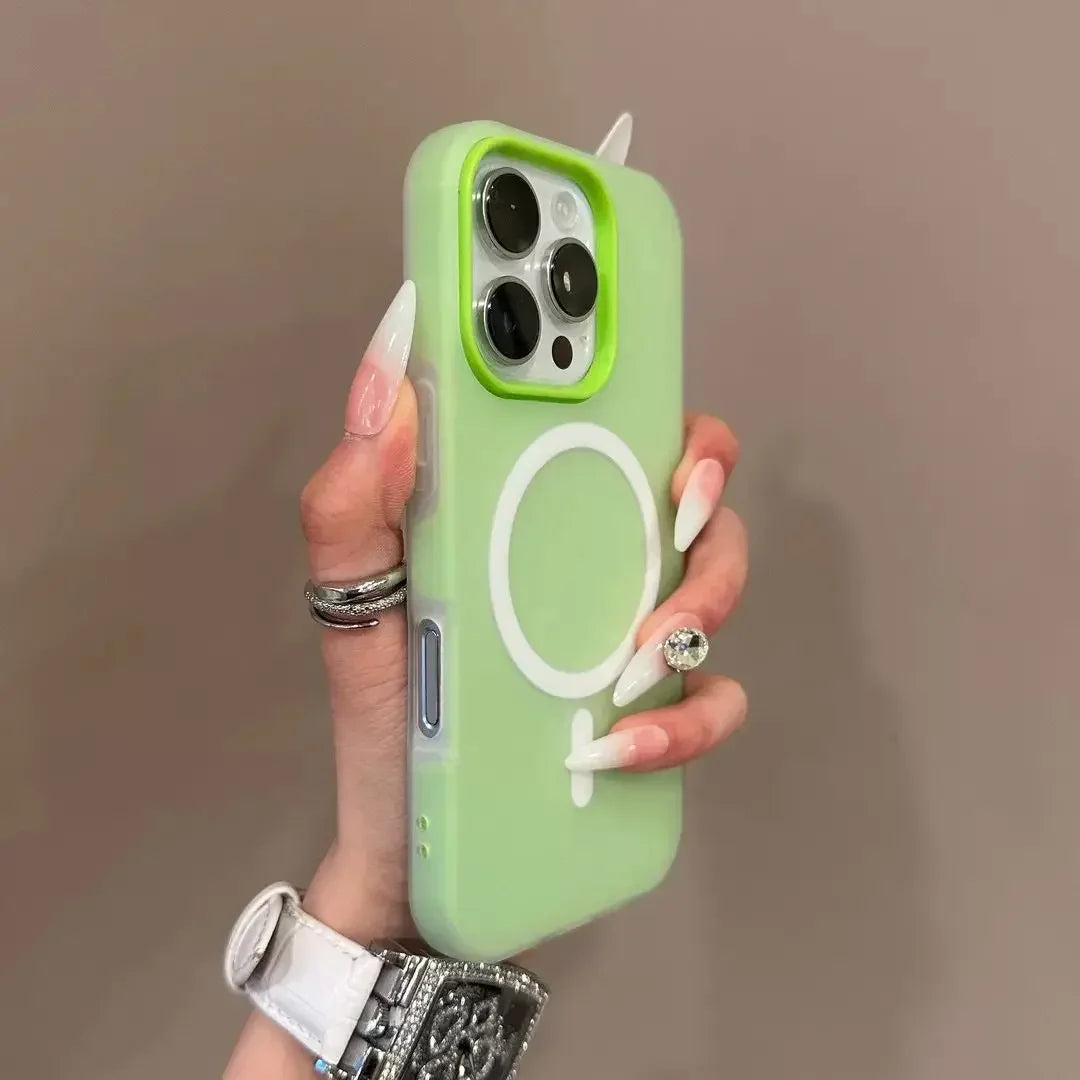 Luxury Candy Color 2 IN 1 For Magsafe Case for iPhone 16 15 14 13 12 17 18 Pro Max Magnetic Wireless Charge Clear Matte Cover