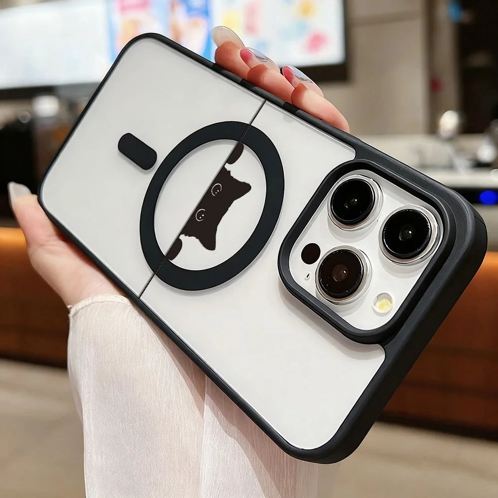 Cute Cat For Magsafe Magnetic Wireless Charging Case For iPhone 17 18 Pro 16 13 15 11 12 14 Pro Max Shockproof Transparent Cover