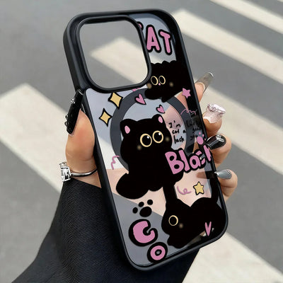 Cute Cat For Magsafe Magnetic Wireless Charging Case For iPhone 17 18 Pro 16 13 15 11 12 14 Pro Max Shockproof Transparent Cover