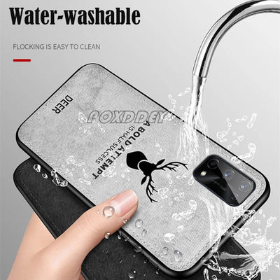 Lanyard Vintage Deer Print Phone Case For iPhone 17 Air 11 12 13 14 15 16 Pro Max Max Plus 16E PU Cloth Texture Mild Back Cover