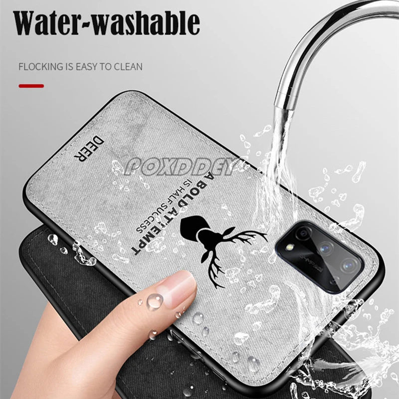 Lanyard Vintage Deer Print Phone Case For iPhone 17 Air 11 12 13 14 15 16 Pro Max Max Plus 16E PU Cloth Texture Mild Back Cover