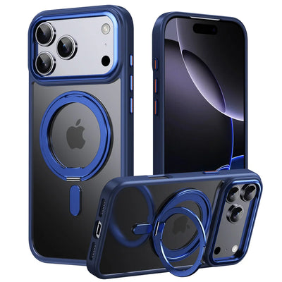 Luxury For Magsafe 360 Rotating Magnetic Stand Phone Case for iPhone 17 16 15 Pro Max 14 13 12 11 Metal Ring Fold Bracket Cover