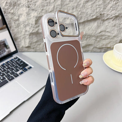 Magnetic Lens Bracket Phone Case For iPhone 17 16 15 14 13 12 11 Pro Max XR XS For Magsafe Hard Acrylic Shockproof Bumper Cover