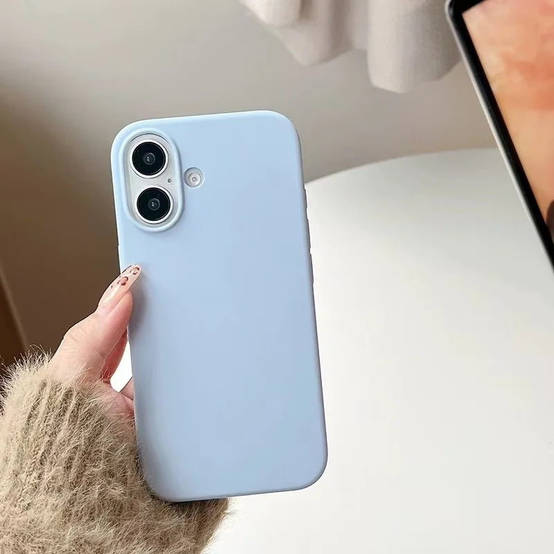 Liquid Silicone Mobile Phone Case for Apple iphone 16 15 14 13 12 11 Pro 13 mini X XR Xs Max Matte Shockproof Cover Cases