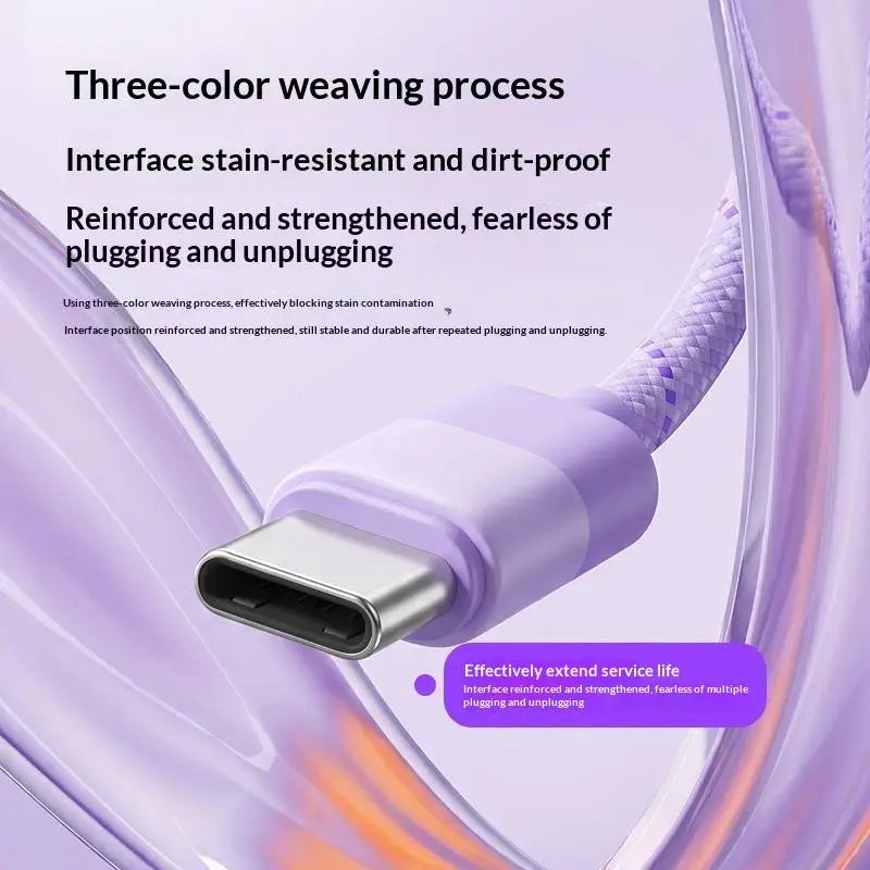 60W PD Fast Charging Cable For 15/16/17 USB Type C To C Quick Charger Cord Nylon Braided Charger Power Wire