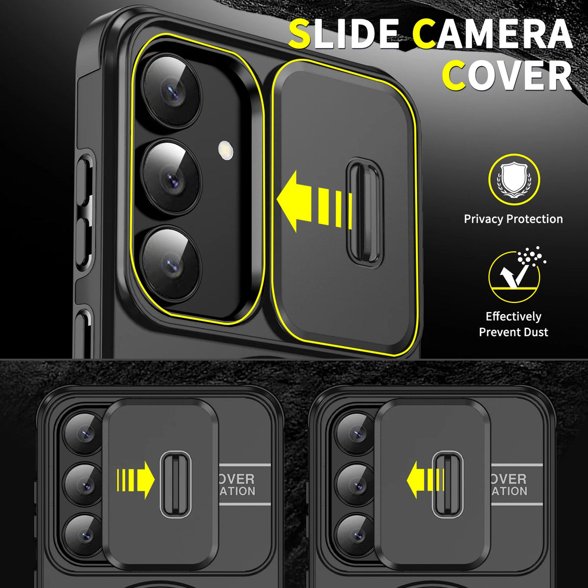 Slide Cap Cover Case For Samsung Galaxy A57 A37 A27 A17 A18 A56 A36 A26 A16 A55 A35 A15 A54 5G 4G S26 S25 S24 S23 FE Plus Stand