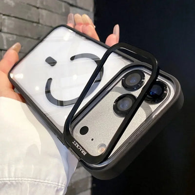 Magnetic Clear Phone Case for Apple iPhone 17 Air 16 15 14 Plus 13 12 11 Pro Max Transparent Camera Kickstand Protective Cover