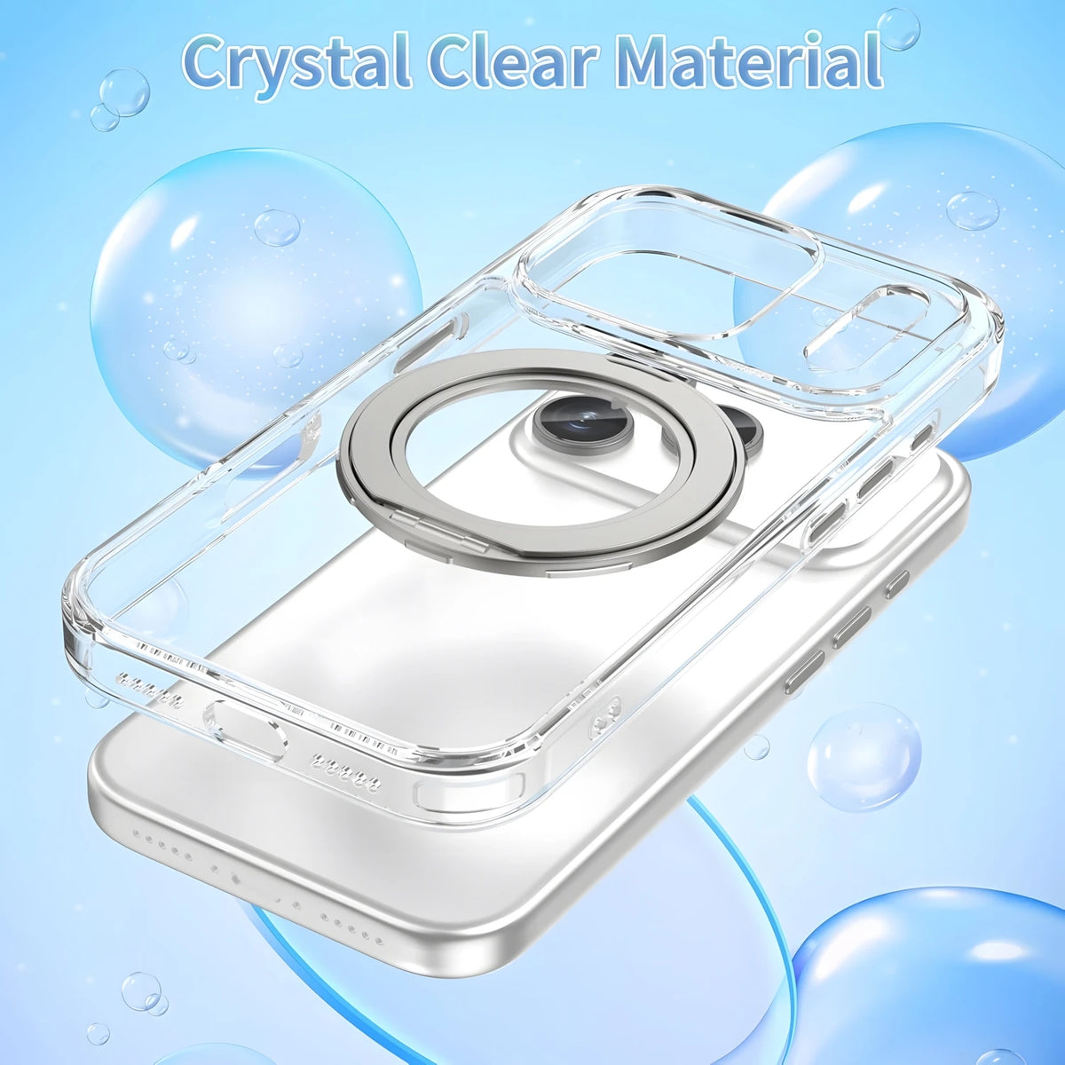 Magnetic Phone Case with 360° Rotating Ring Stand,Shockproof, Anti-Yellowing, Clear Case Crystal Clear to Show Original Color,Compatible with iPhone 17 Pro Max,16 Pro,15,14,13 Series,Perfect Gift with Wireless Charging Suppo