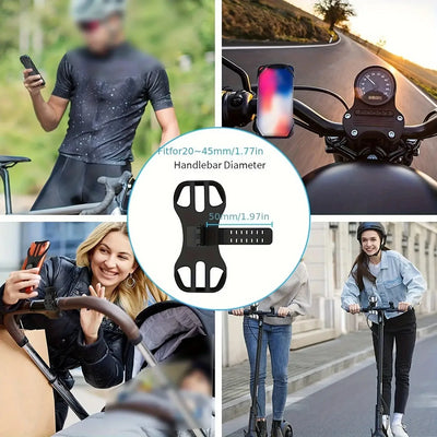 Safe 360 Rotatable Silicone Anti Slip Bike Motorcycle Phone Holder Pull Type Bracket for All Phones Stand Kit Set Case