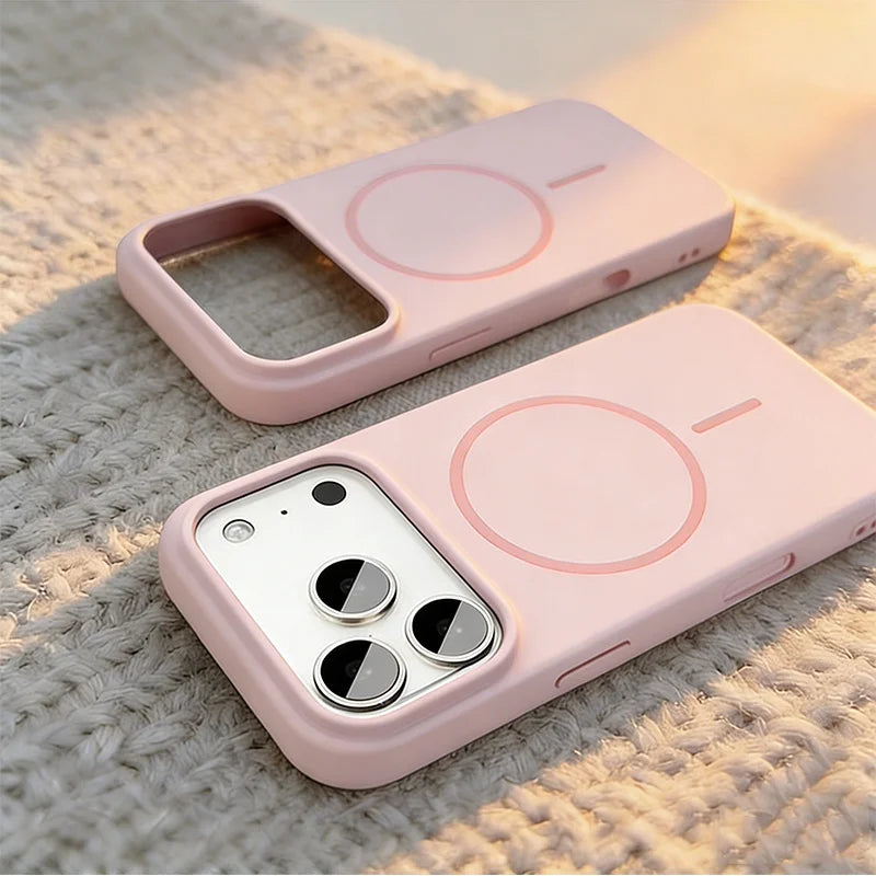 Matte Soft Liquid Silicone Phone Case For iPhone 15 16 17 18 14 13 12 Pro Max Magsafe Wireless Charging Cover For Apple 18 Pro