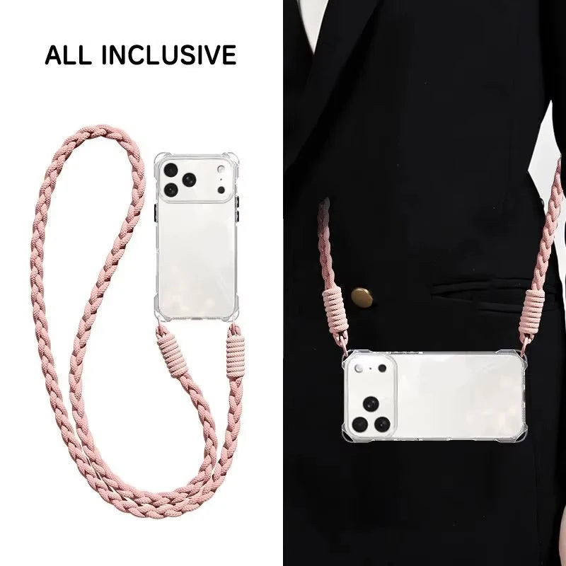 Crossbody Phone Case with Lanyard For iPhone 17Air 16 Pro Max 15 14 18 Pro Max  чехол на айфо Necklace Strap Cord Soft Cover