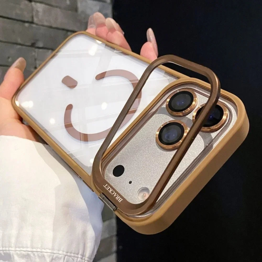 Magnetic Clear Phone Case for Apple iPhone 17 Air 16 15 14 Plus 13 12 11 Pro Max Transparent Camera Kickstand Protective Cover