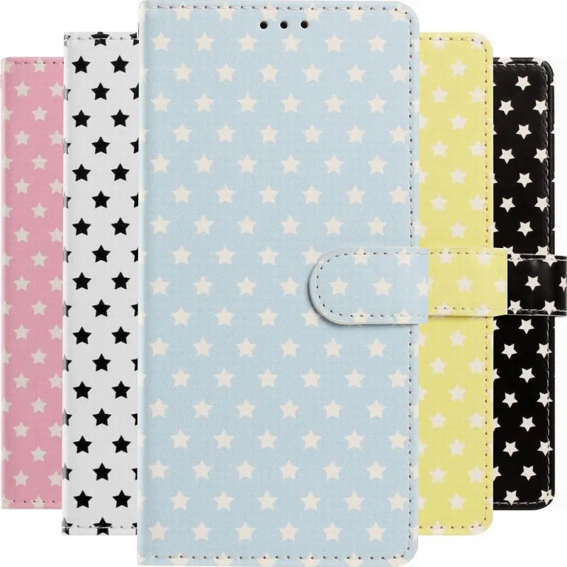 Cute Stars Case For Apple iPhone 6Plus 17E 17 16E 16 14 Plus 13 12 Mini 15 Pro Max Cash Wallet Card Storage Phone Back Cover