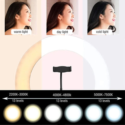 16cm 26cm 33cm LED Ring Lights Dimmable Led Round Photography Fill Light With Phone Holder Clip For Youtube Video Live Lamp