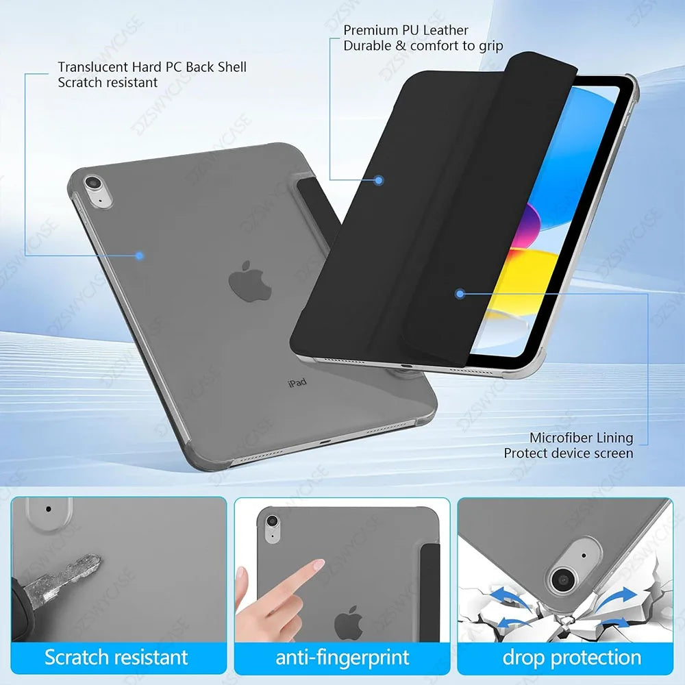 Case for iPad (A16) 11th Generation 11 Inch 2025, iPad 10th Generation 10.9" 2022,Cover with Frosted Back Shell, Auto Wake/Sleep