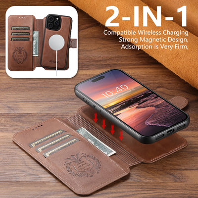SUTENI Faux Leather Wireless Charging Card Holder Stand Wallet Magnetic Flip Cover Phone Case For iPhone 18 Pro Max 17 16 Plus