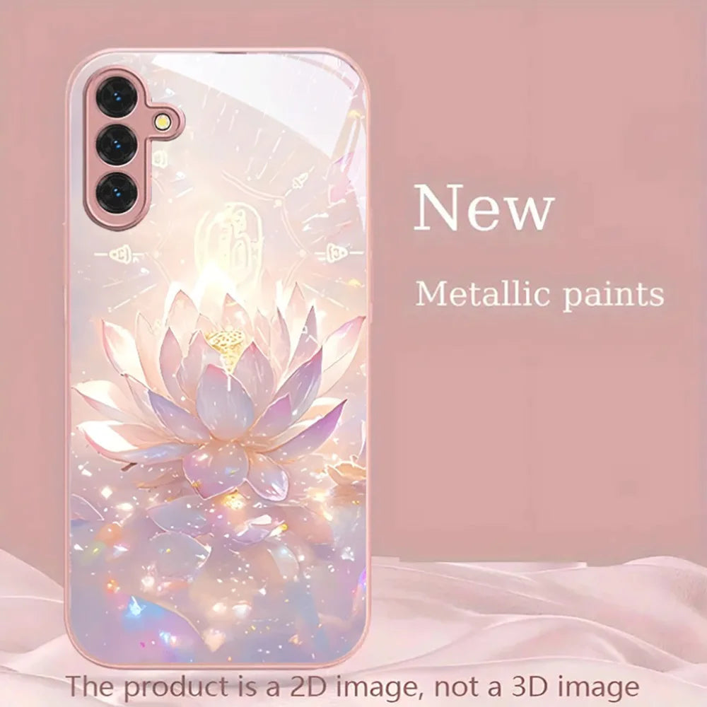 Lotus Flowers Glass Phone Case For Samsung S26 Ultra S25 S24 S23 Plus A57 5G A56 A55 A54 A53 A37 A36 A17 A26 A25 A24 Cases Cover