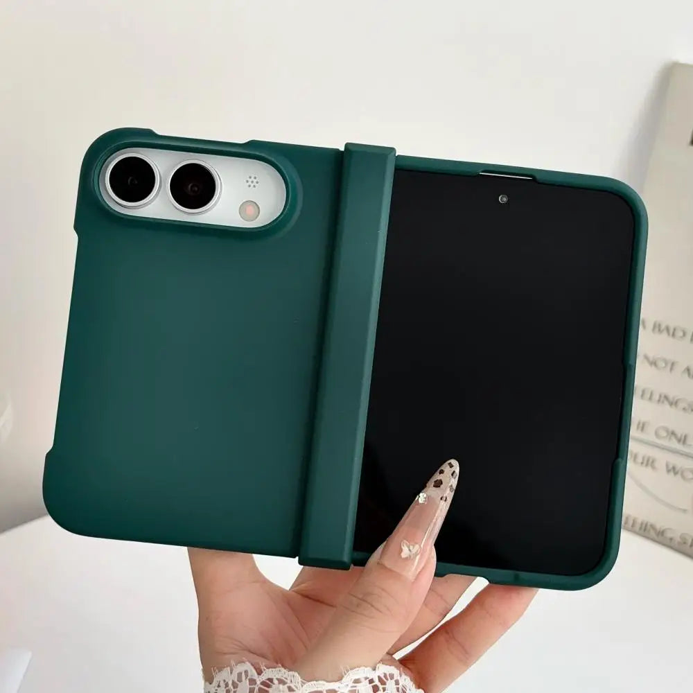 Solid Color Skin Feel Hinge Protection Case For iPhone Duo 18Ultra 18 Fold Shockproof Folding Phone Cover