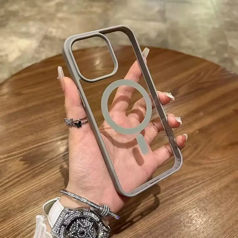 Luxury Magnetic For Magsafe Wireless Charge Case For iPhone 17 16 15 14 Plus 13 12 11 Pro Max 17E 16E Shockproof Clear Cover