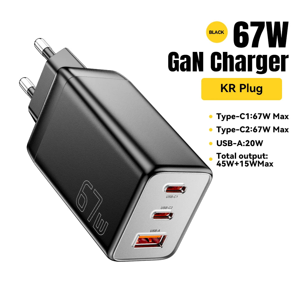 Essager 67W GaN USB Type C Charger PPS 65W Fast Charge For Samsung QC 4.0 PD 3.0 iPhone 15 14 13 Pro Huawei Phone Laptop Chagers