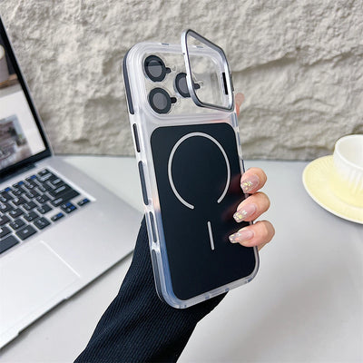 Magnetic Lens Bracket Phone Case For iPhone 17 16 15 14 13 12 11 Pro Max XR XS For Magsafe Hard Acrylic Shockproof Bumper Cover