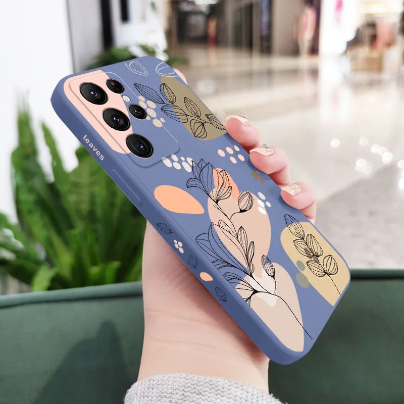 Abstract Plants Phone Case For Samsung Galaxy S25 S24 S23 S22 S21 S20 Ultra Plus FE S10 S9 S10E Note 20 Ultra 10 9 Plus Cover