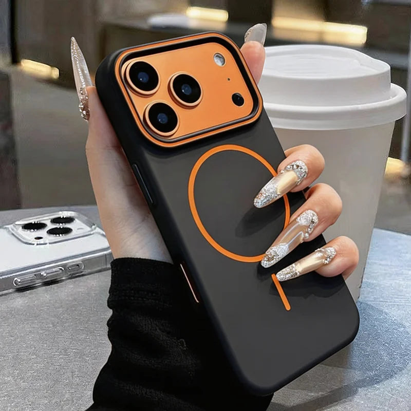 Luxury Simple Magnetic Matte Soft Phone Case For iPhone 18 17 16 15 14 13 Pro Max For MagSafe Wireless Charging Shockproof Cover
