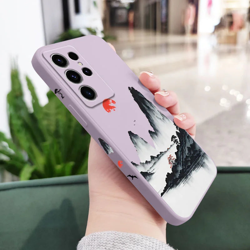Sunset Red Phone Case For Samsung Galaxy S25FE  S24 S23 S22 S21 S20 S10 S10E S9 Ultra Plus FE Note 20 Ultra 10 9 Plus Cover