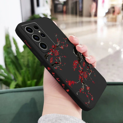 Cold Plum Snow Phone Case For Samsung Galaxy S25 S24 S23 S22 S21 S20 S10 S10E Ultra Plus FE Note 20 Ultra Plus Cover