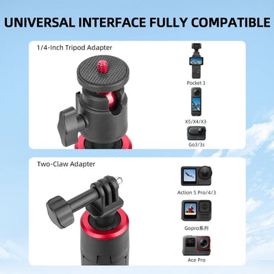 Flymile Pocket 4 Tripod Selfie Stick Extendable Long Hand Grip for DJI Pocket 3/Action 6/Insta360 X5 X4/Gopro 13 Accessories