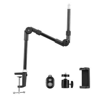 Andoer ST-01 Metal Bracket Flexible Foldable Desk Mount Stand Ballhead Adapter for Fill Light LED Ring Light Camera Smartphone