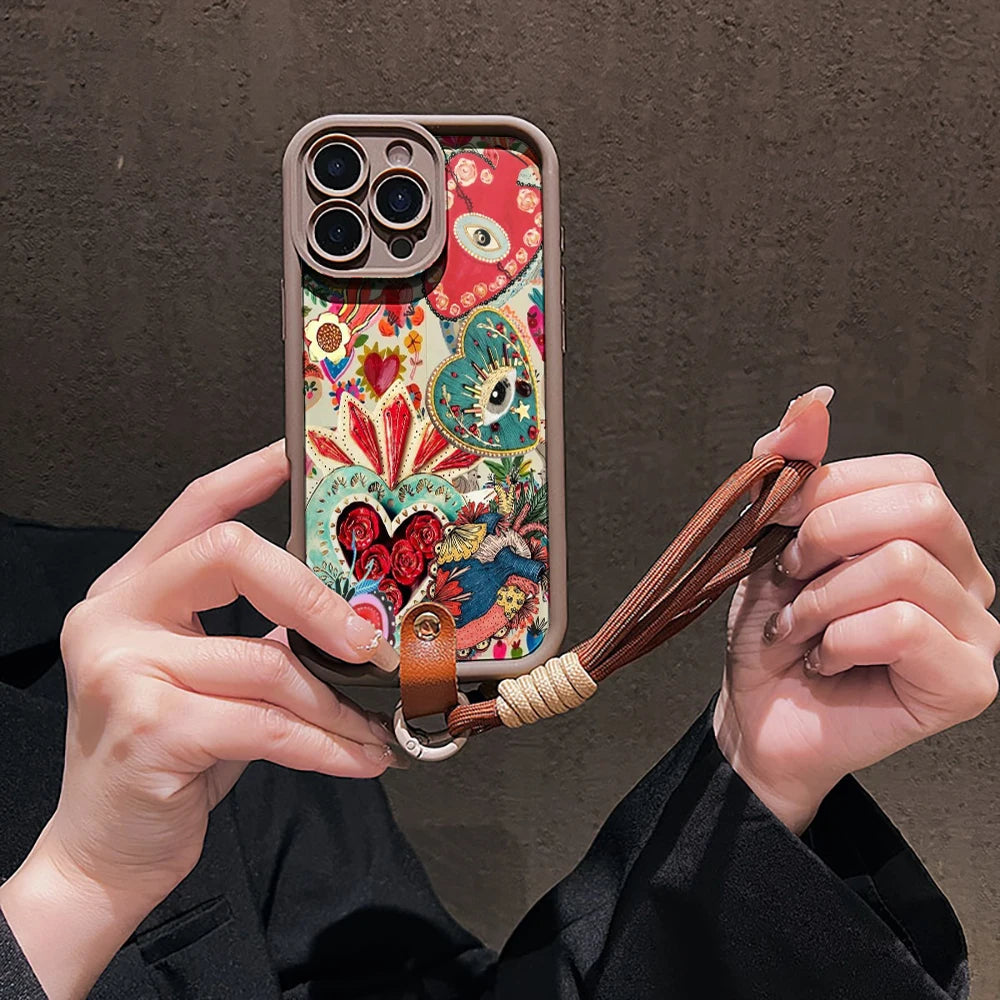 Mexican Folk Customs Silicone Phone Case For iPhone 17 16 17 Pro 15 14 13 12 11 Pro Max 16E 7 8 Plus XR XS With Lanyard Cover